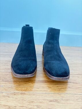 Stacy Adams Black Suede Chelsea Boots with Brown Welt